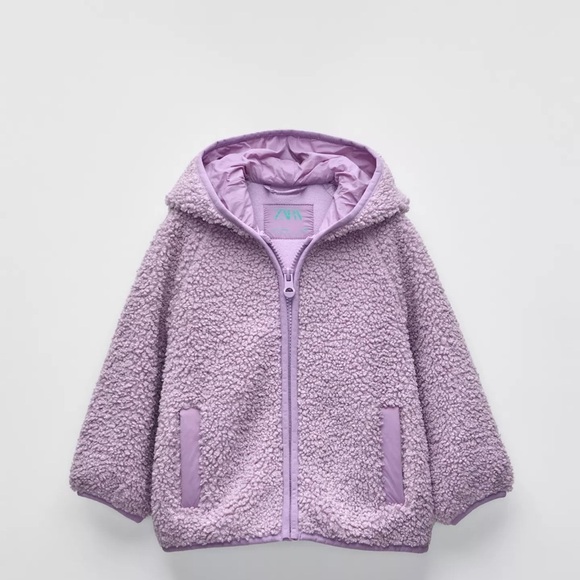 Zara Other - ZARA Baby Sherpa Hooded Jacket purple Lavender (Size 1½–2 Years / 86 cm)
